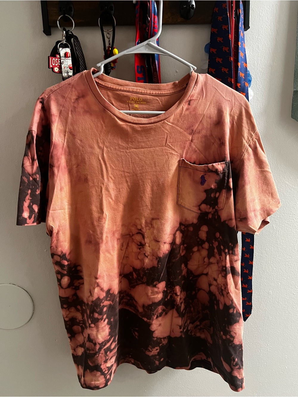 Polo by Ralph Lauren Men’s Orange Tie-Dye Pocket T-Shirt